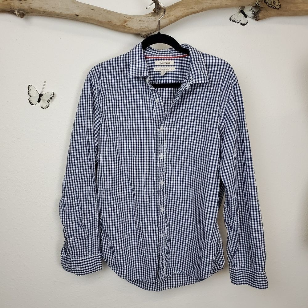 Good threads blue and white micro check shirt